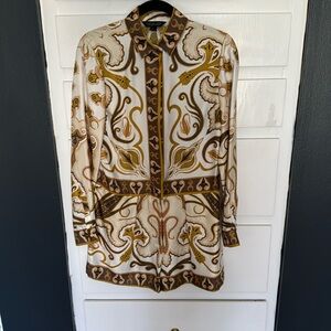 Rachel Zoe silk paisley long sleeve romper